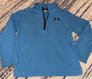 Under Armour Boys Blue Heathered Fleece 1/4 Zip Pullover Jacket Size 6